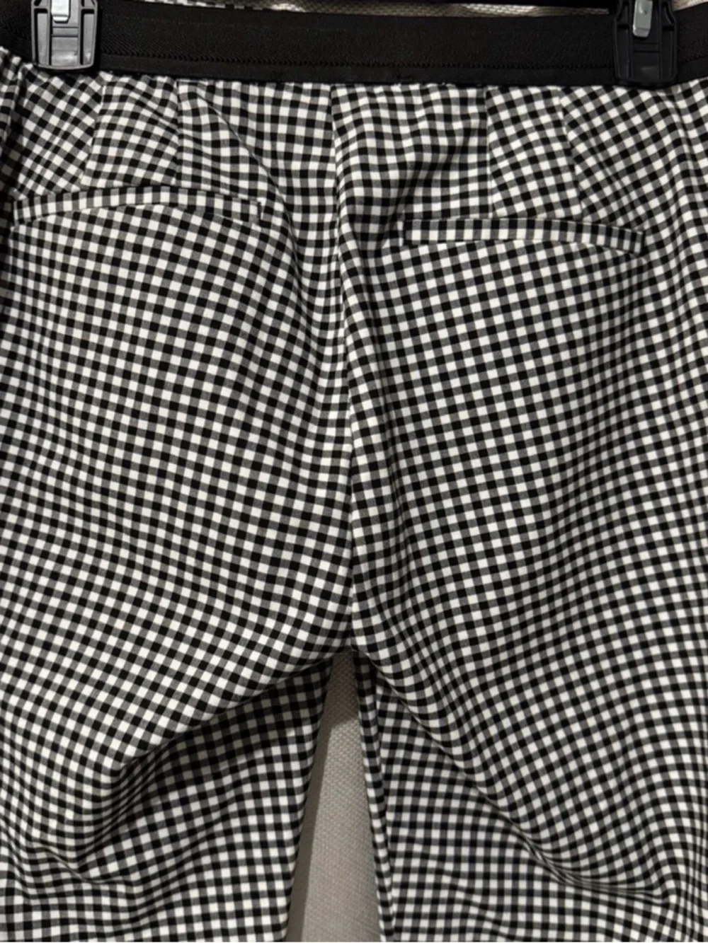 Zara Gingham Pants Black White Plaid Slim Straight Small - Picture 5 of 6